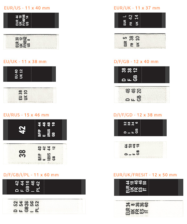 Clothing 2024 size labels